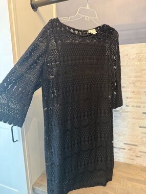 Black Crochet Lace Shift Dress CHICOS 2.5